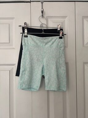 Girls 90 Degree By Reflex Two Pack Leopard Print and Black Exercise Shorts